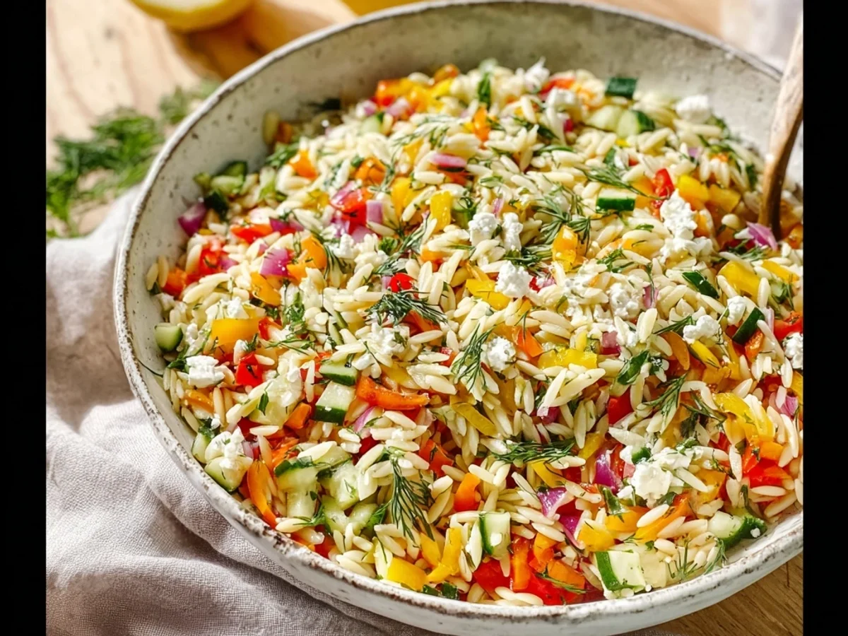 Rainbow Orzo Salad: Fresh, Tangy, & Colorful Pasta Delight - Image 2