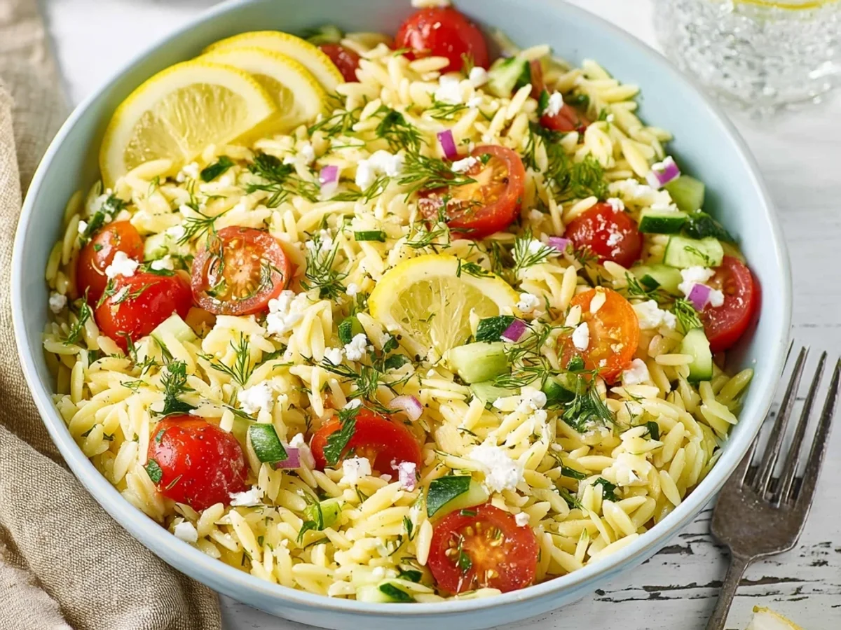 Refreshing Lemon Orzo Salad, Bright & Zesty - Image 2