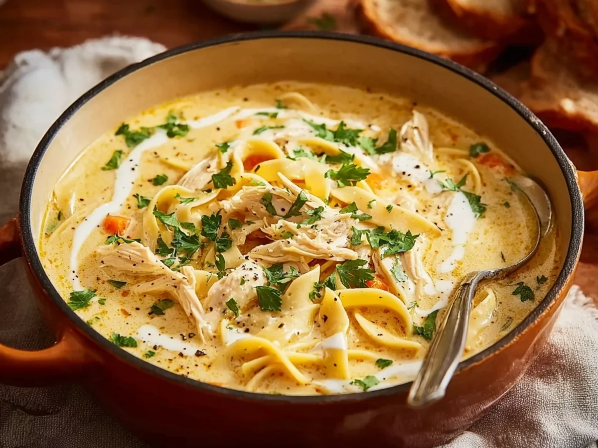 Rich Creamy Chicken Noodle Soup: My Heartwarming Recipe - Image 1