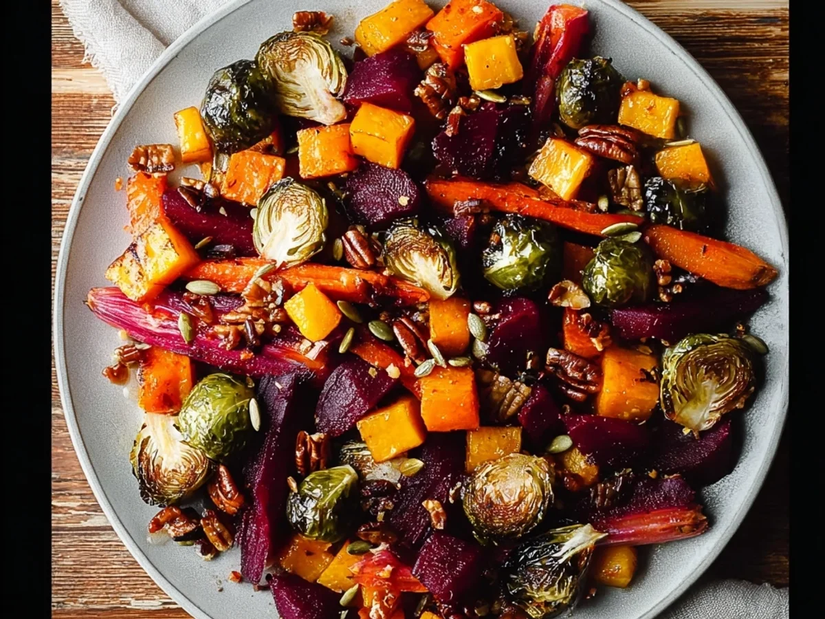 Roasted Winter Vegetable Salad: Butternut, Sprouts, Beets - Image 1