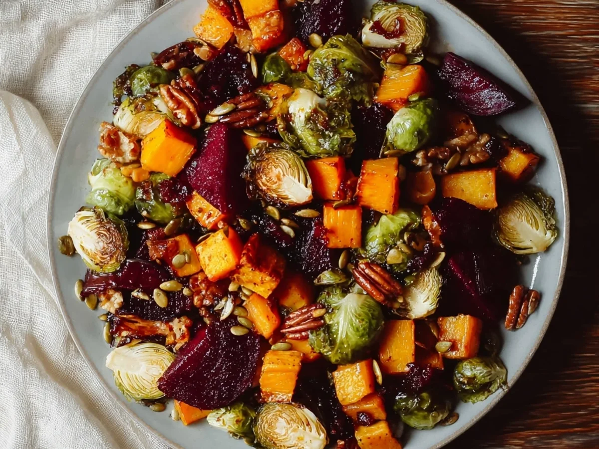 Roasted Winter Vegetable Salad: Butternut, Sprouts, Beets - Image 2