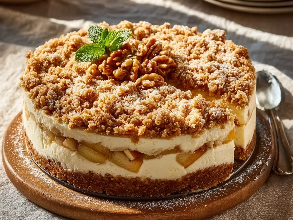 Rustic Apple Crumble Cheesecake: A Homestyle Delight - Image 1