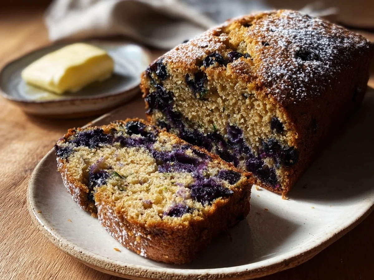 Rustic Moist Blueberry Zucchini Bread Loaf - Image 1