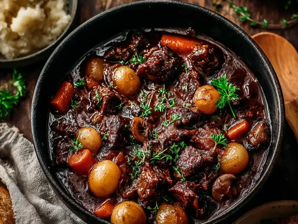 Rustic One Pot Beef Bourguignon: Easy French Stew - Image 1