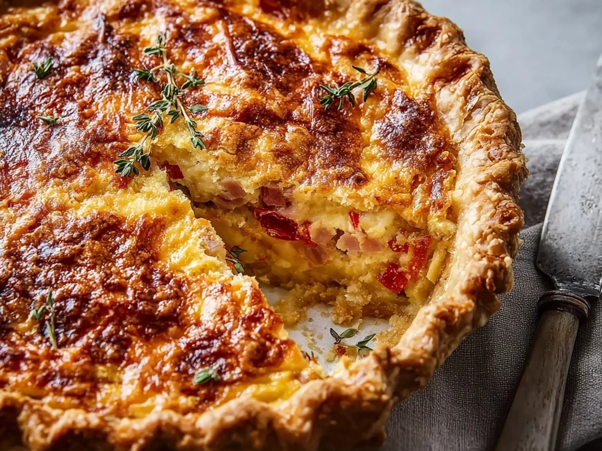 Rustic Turkey Ham, Onion, Tomato Pie - Image 1