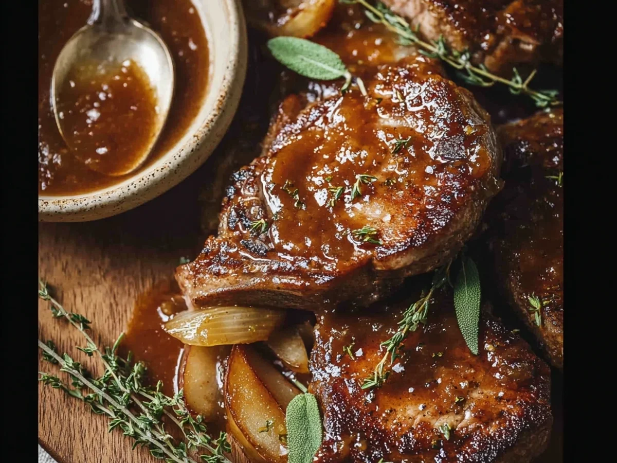 Seared Apple Butter Lamb Chops with Rosemary - Image 1