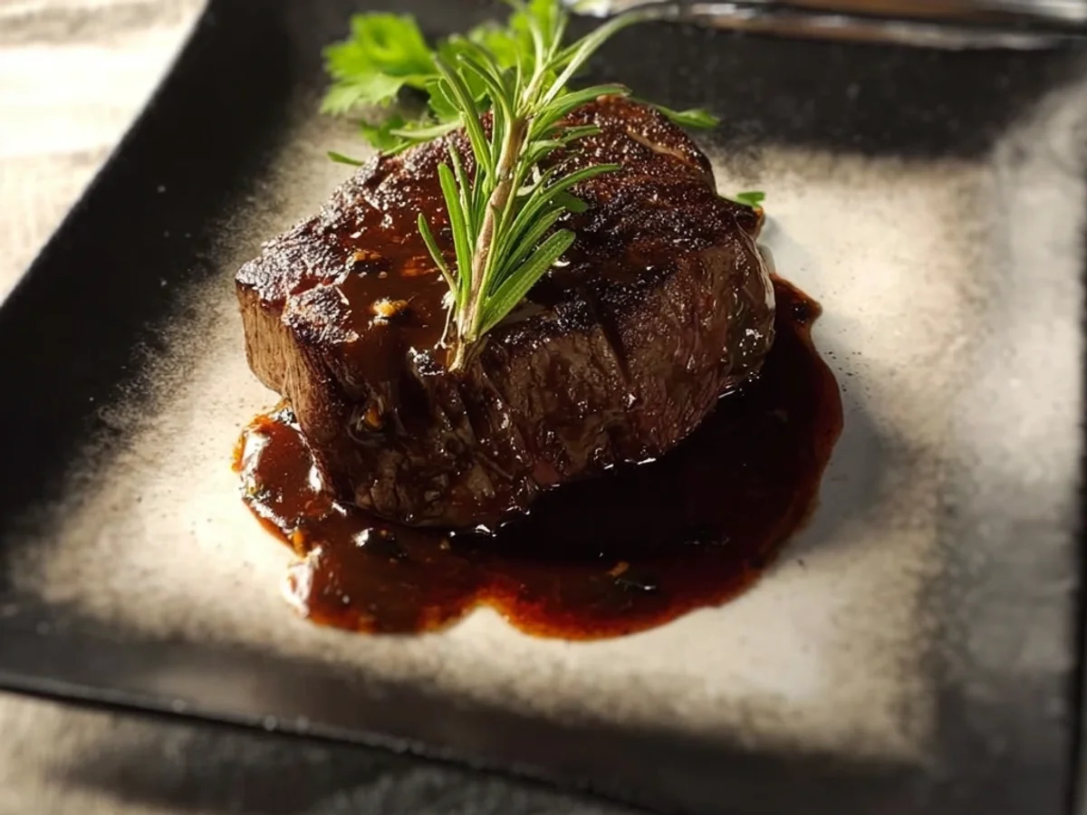 Seared Filet Mignon with Savory Chicken Broth Sauce - Image 1