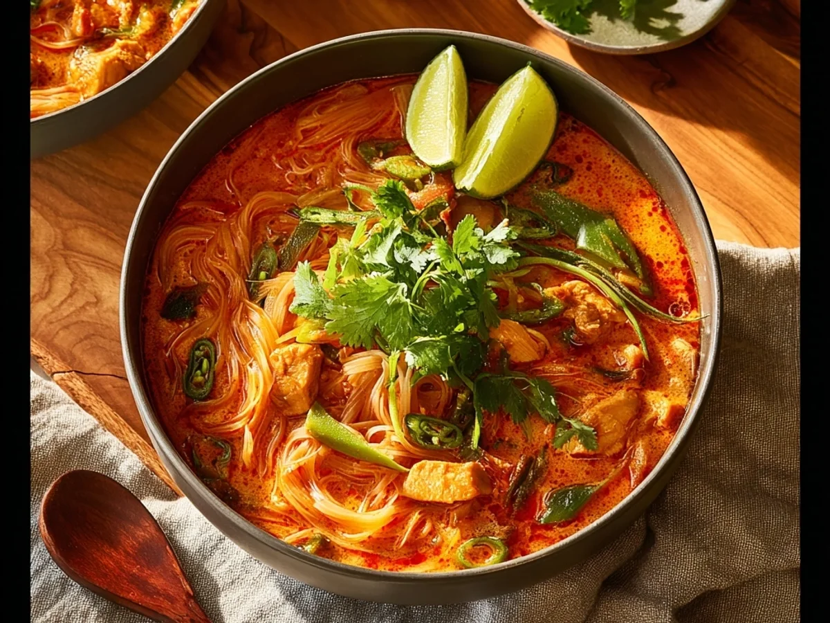 Spicy Authentic Thai Red Curry Noodle Soup Recipe - Image 1