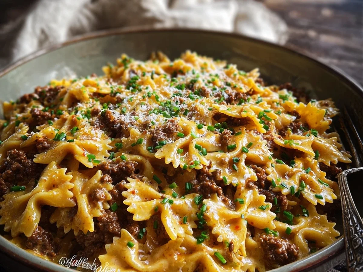Spicy Cajun Cream Cheese Beef Alfredo Bowties - Image 1