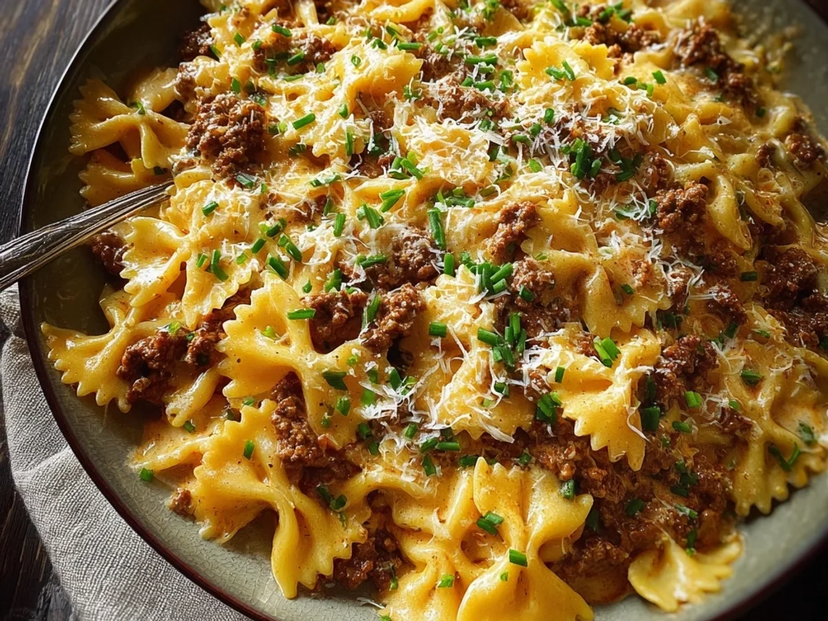 Spicy Cajun Cream Cheese Beef Alfredo Bowties - Image 2