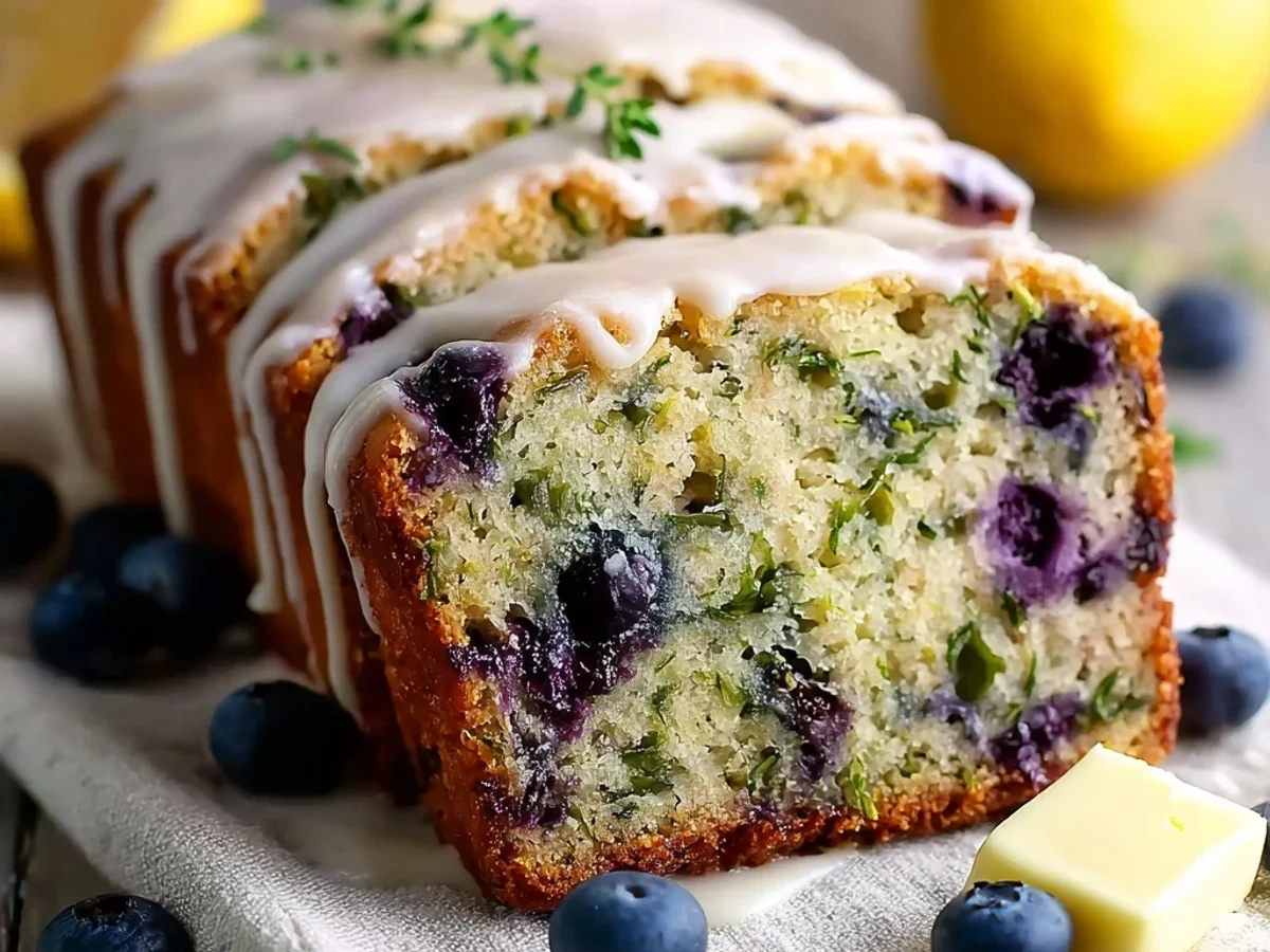 Tangy Blueberry Zucchini Bread with Zesty Lemon Glaze - Image 1