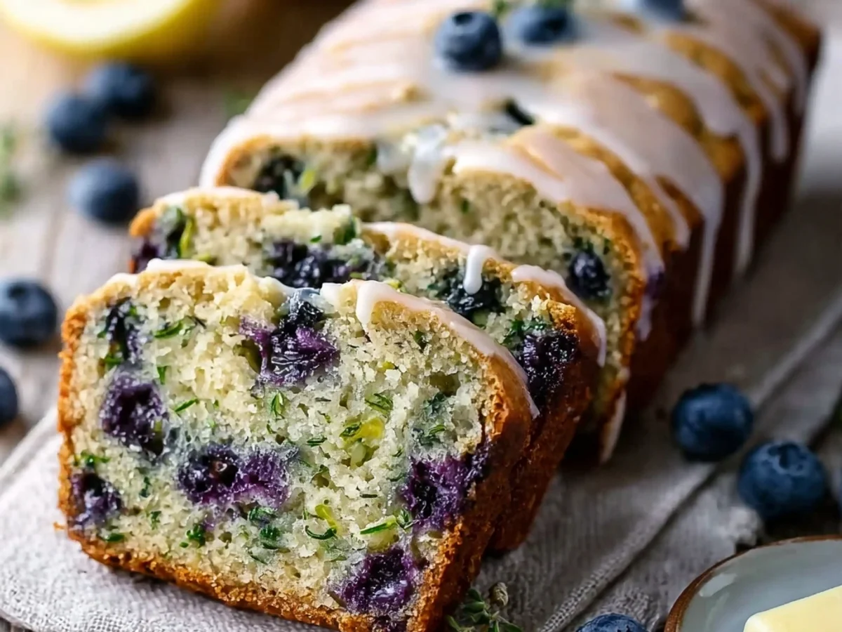 Tangy Blueberry Zucchini Bread with Zesty Lemon Glaze - Image 2