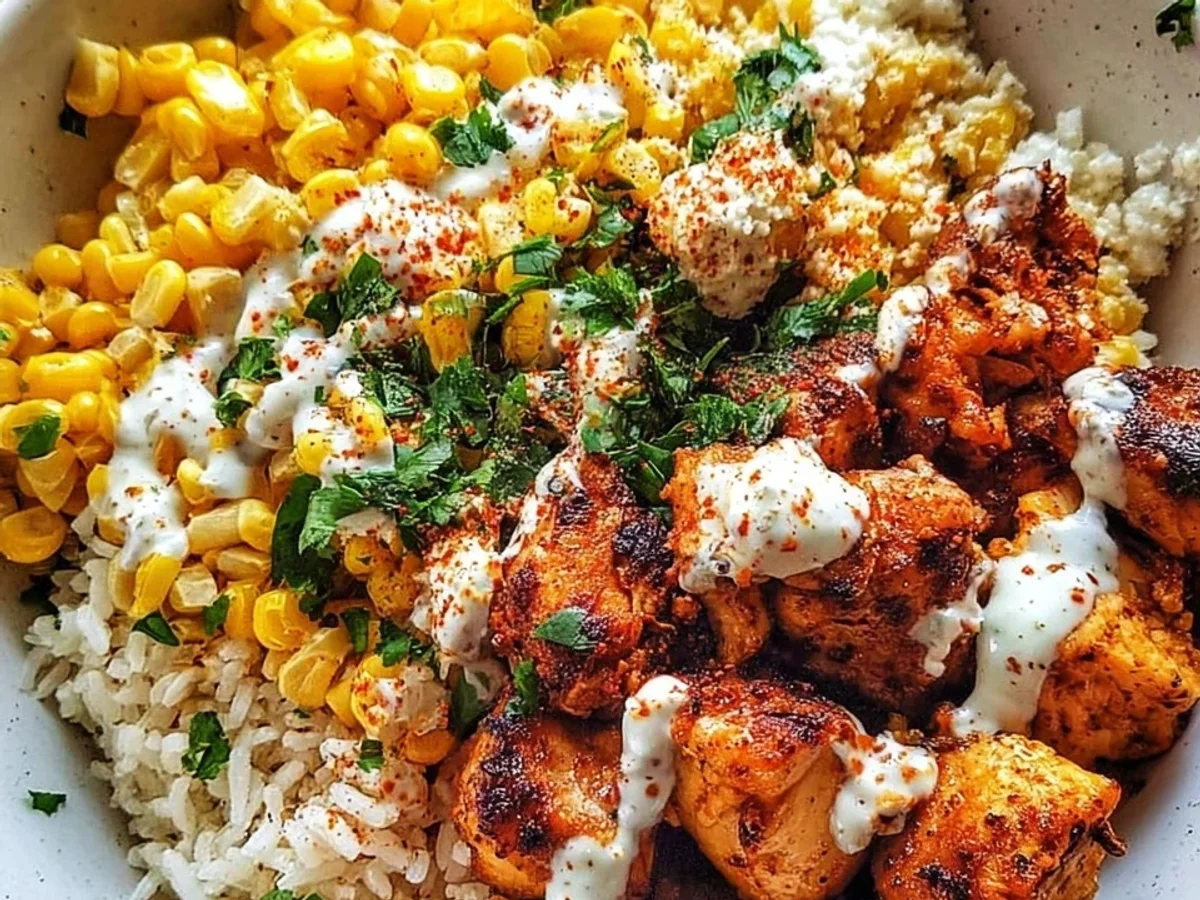 Tangy Street Corn Chicken Rice Bowl: Easy Dinner - Image 1