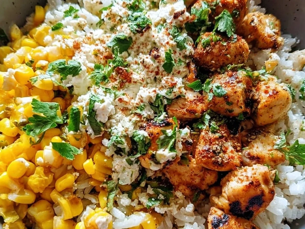 Tangy Street Corn Chicken Rice Bowl: Easy Dinner - Image 2