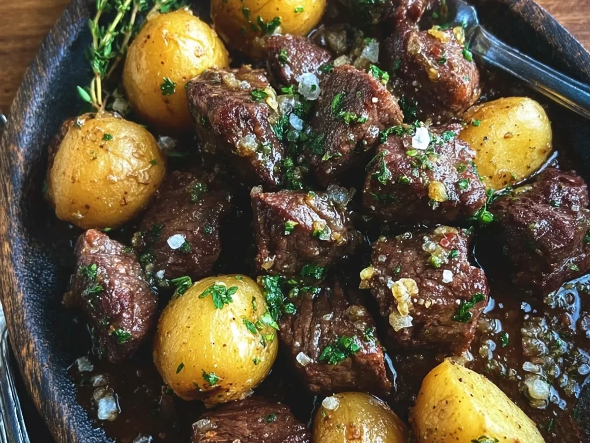 Tender Garlic Butter Beef Bites & Potatoes Skillet - Image 1