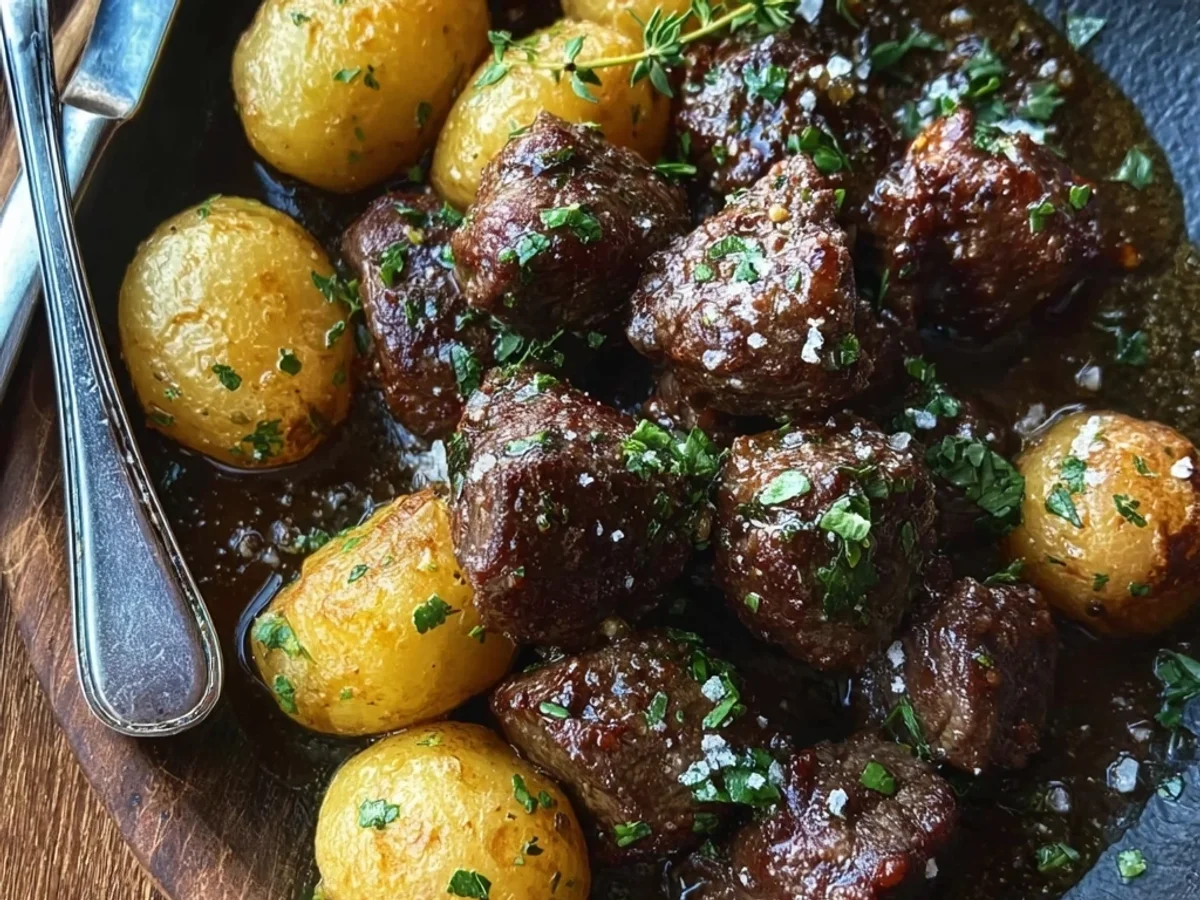 Tender Garlic Butter Beef Bites & Potatoes Skillet - Image 2