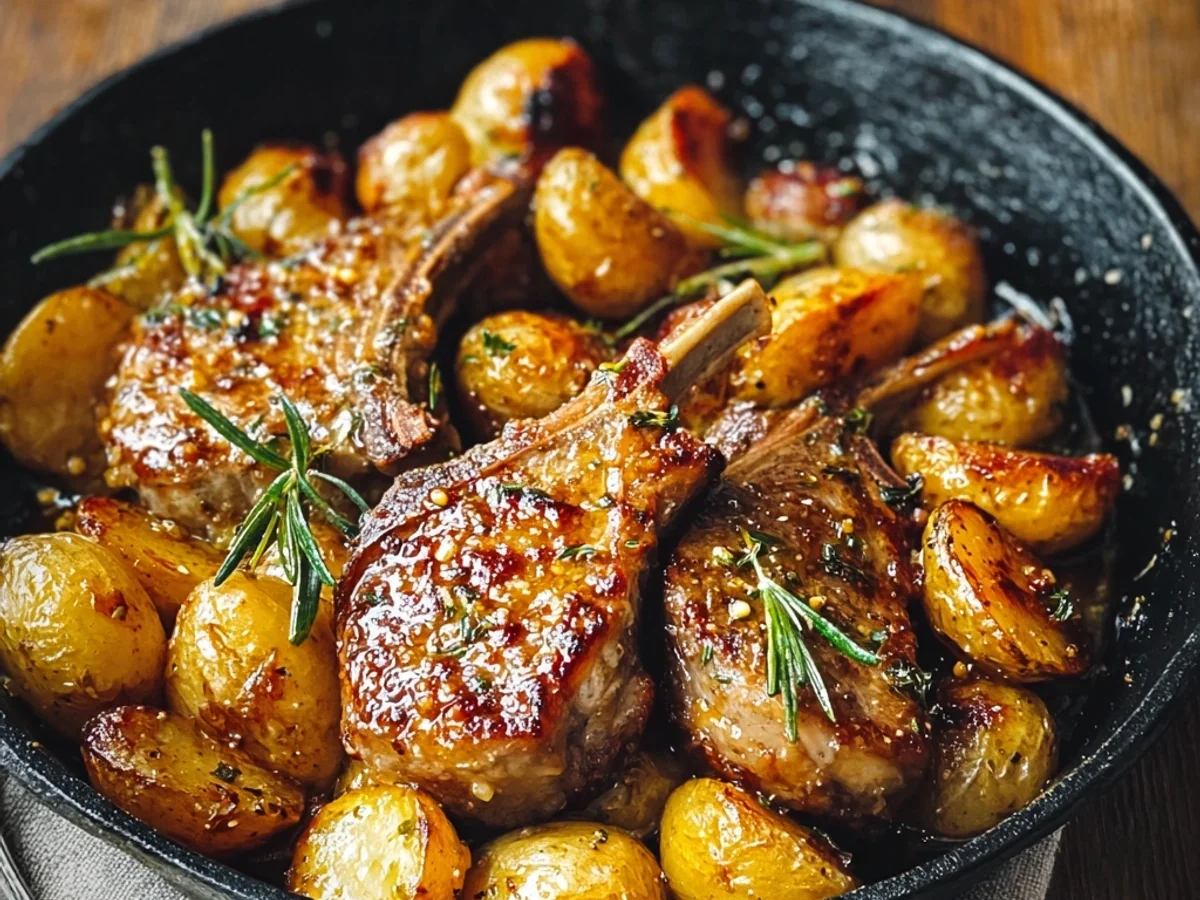Tender Honey Mustard Lamb Chops & Potatoes Skillet - Image 2
