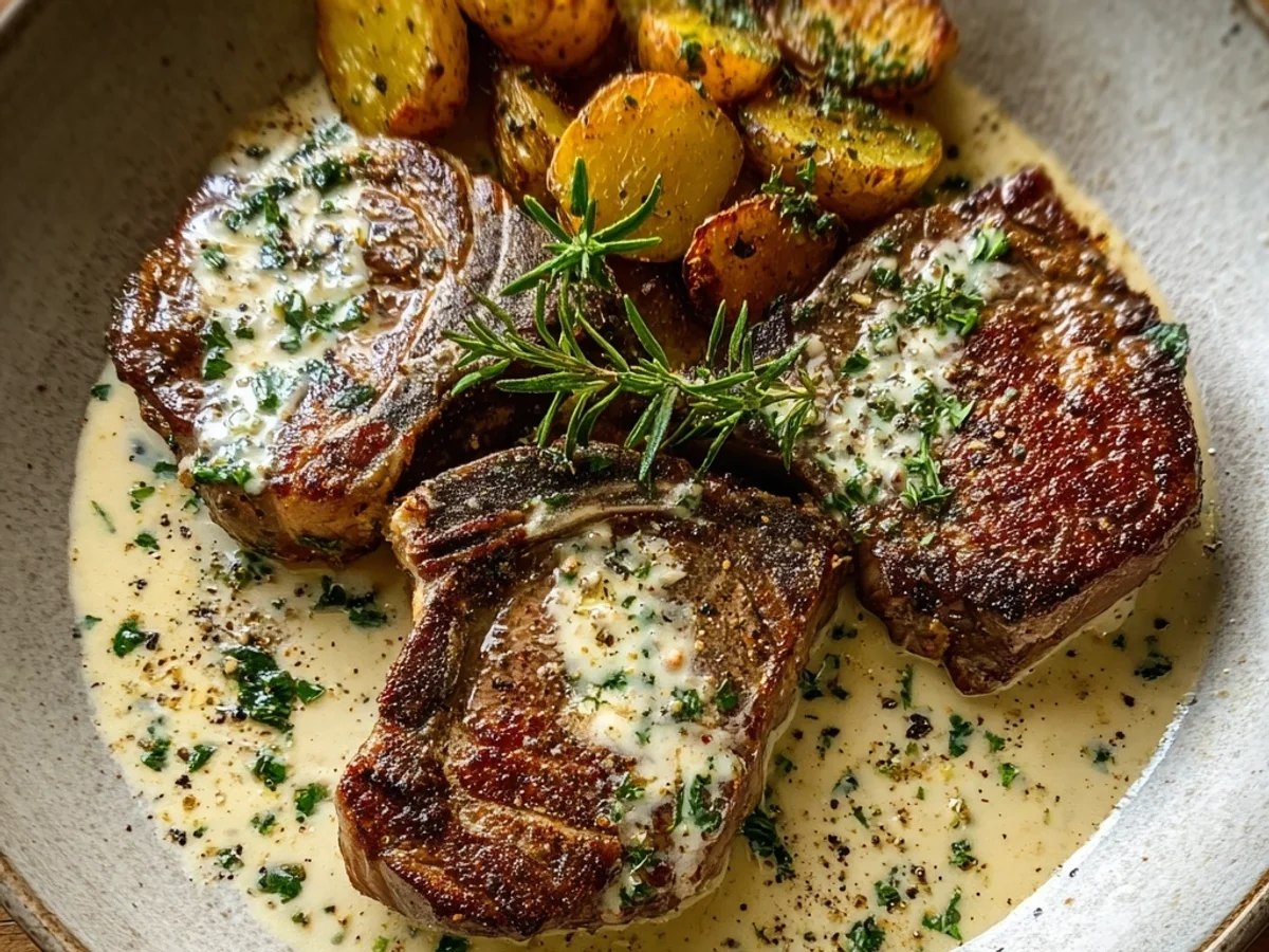 Tender Lamb Chops in Creamy Garlic Sauce - Image 1