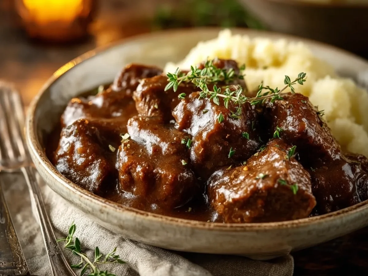 Tender Sirloin Tips in Gravy: A Heartwarming Meal - Image 1