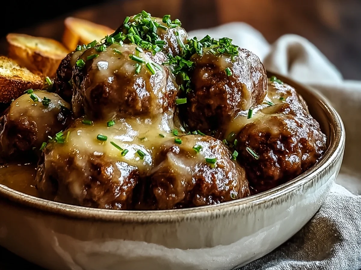Tender Slow Cooker French Onion Meatballs: A Cozy Dinner - Image 1