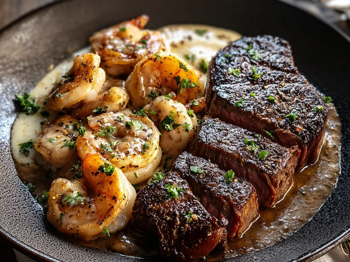 Tender Steak, Creamy Garlic Shrimp Dinner Recipe - Image 2