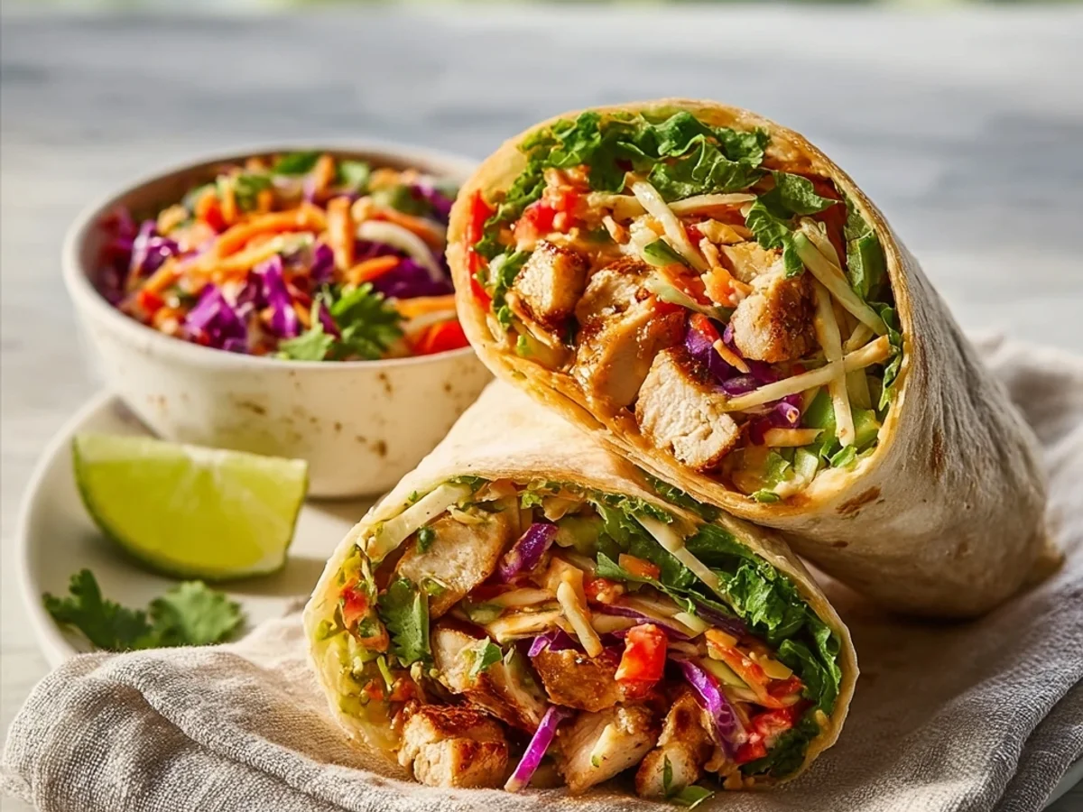 Thai Chicken Wrap with Crunchy Asian Slaw: Fresh Flavors - Image 1
