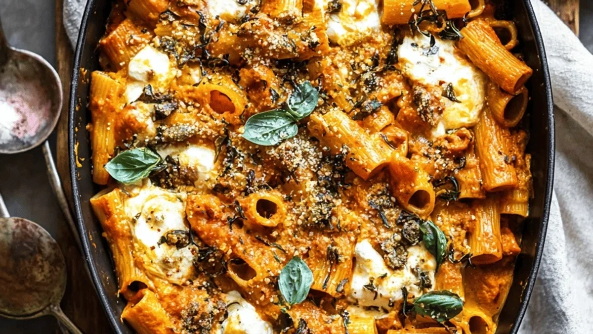 Autumn Pasta Bake: Cozy Pumpkin Tomato Delight