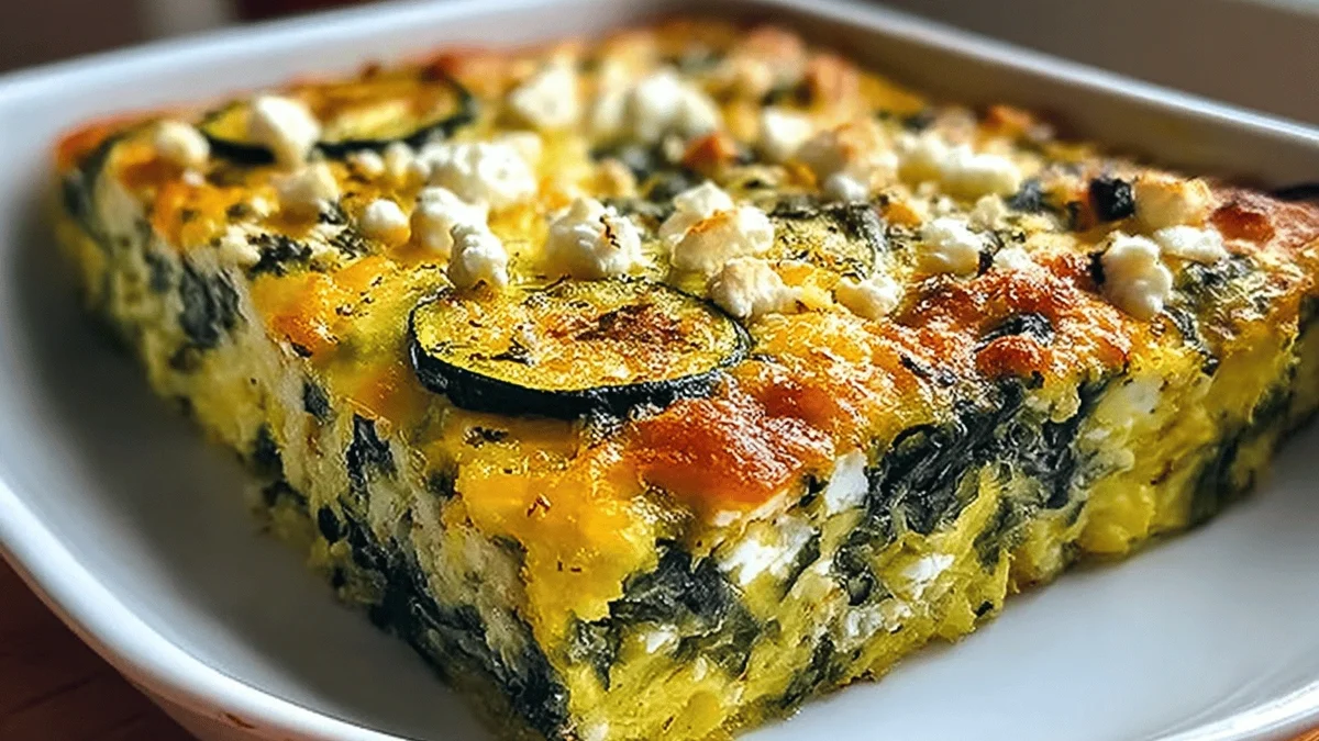 Baked Zucchini Spinach Feta Casserole Recipe