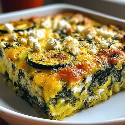 Baked Zucchini Spinach Feta Casserole Recipe
