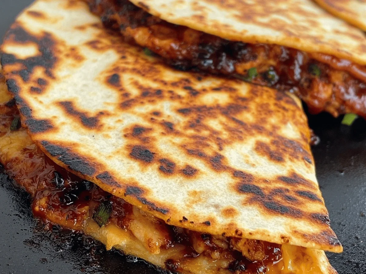 Blackstone Hot Honey BBQ Quesadillas Recipe - Featured Image