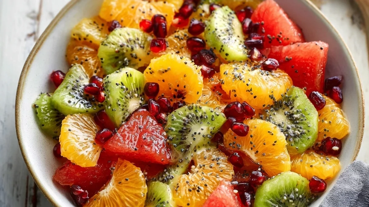 Bright Winter Fruit Salad with Orange Poppy Seed Dressing