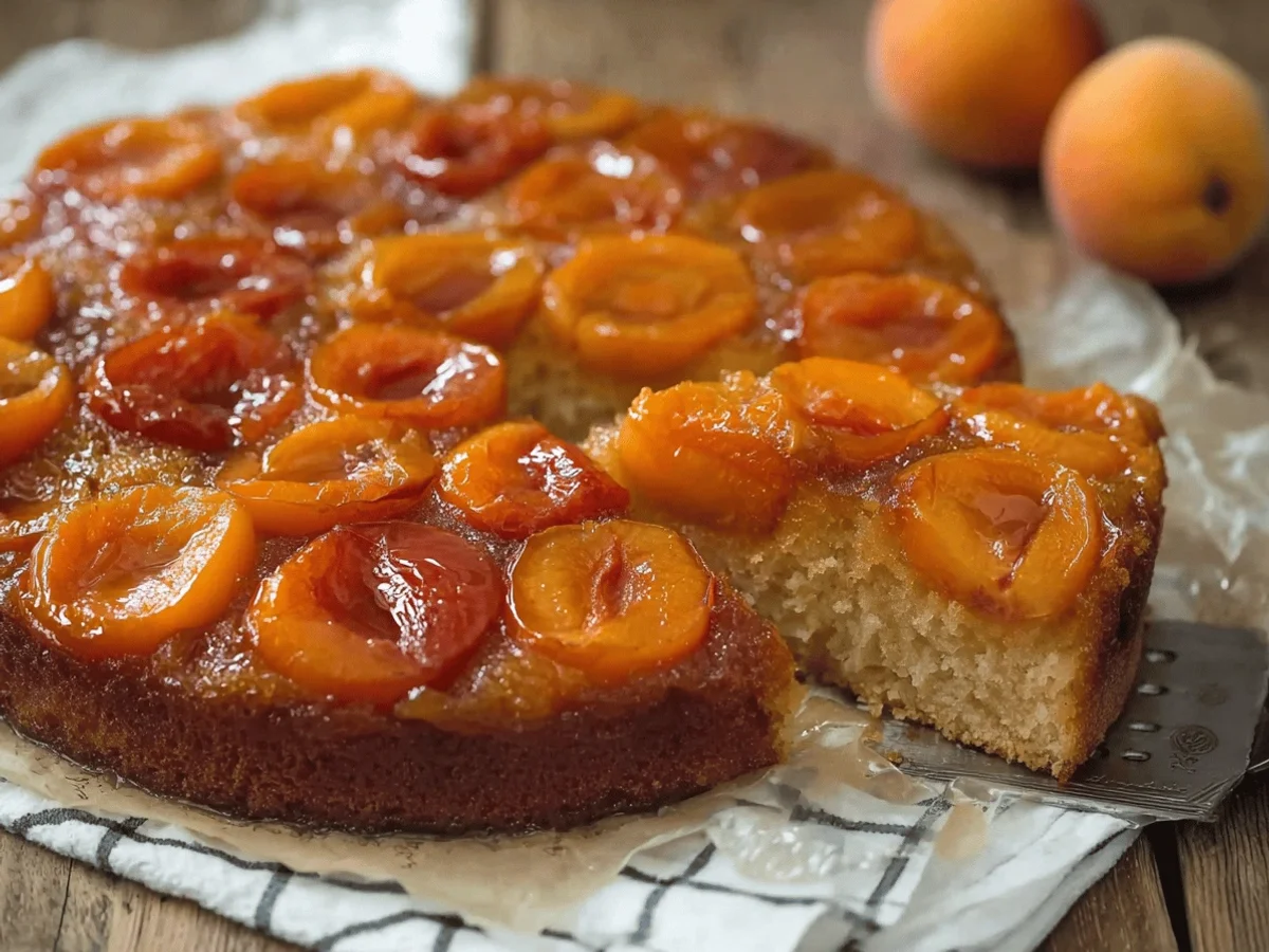 Caramelized Apricot Upside-Down Cake Recipe - Featured Image