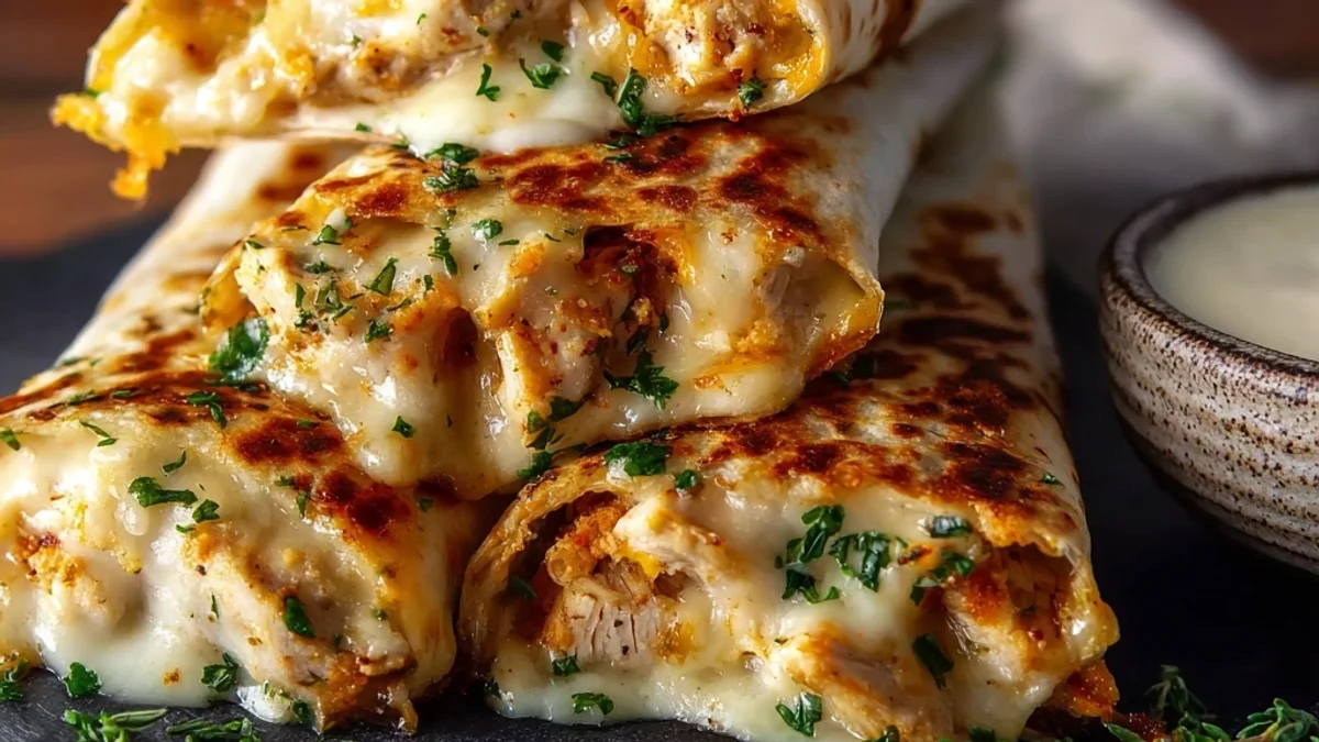 Cheesy Garlic Chicken Wraps: Ooey-Gooey & Quick