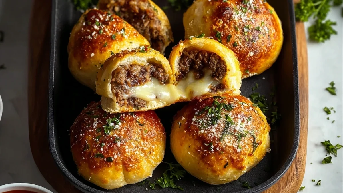 Cheesy Garlic Parmesan Cheeseburger Bombs: Easy Dinner