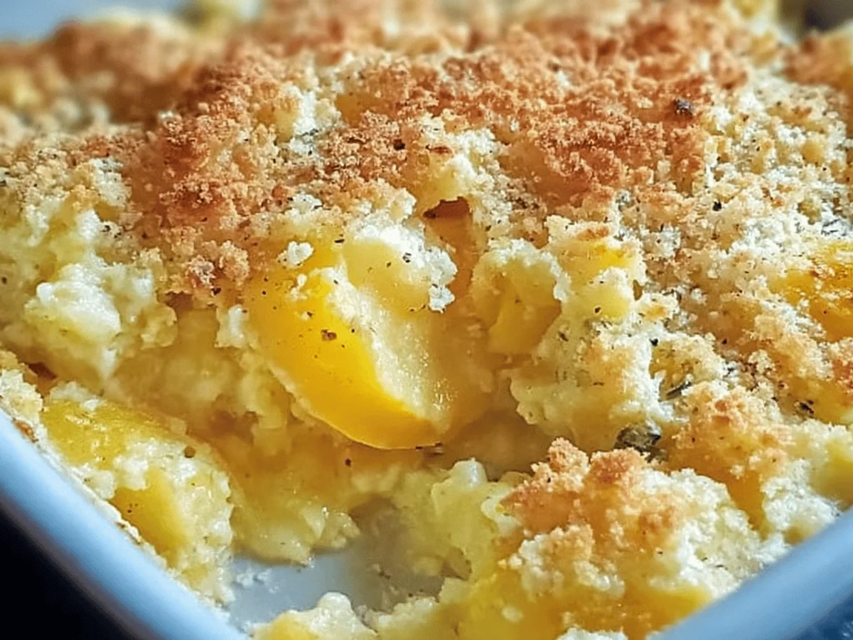 Cheesy Yellow Squash Casserole Recipe - Featured Image