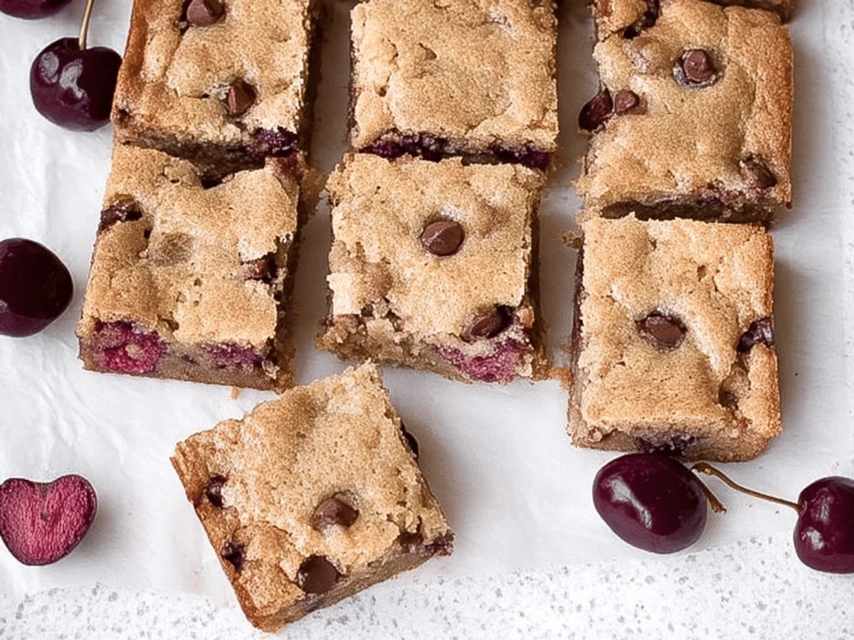 Cherry Chocolate Chip Blondies Recipe - Featured Image