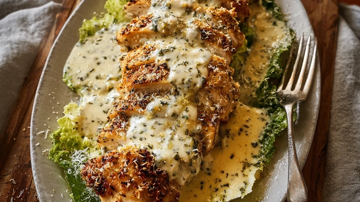 Creamy Baked Caesar Chicken with Parmesan Sauce