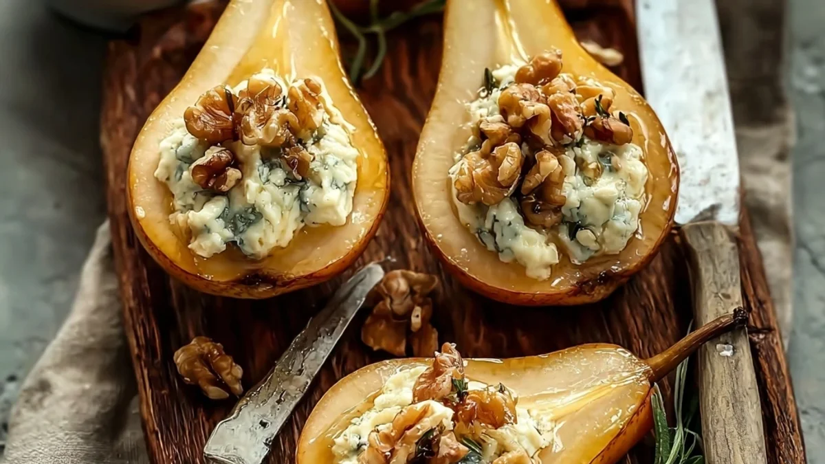 Creamy Blue Cheese Stuffed Pears: Easy Appetizer