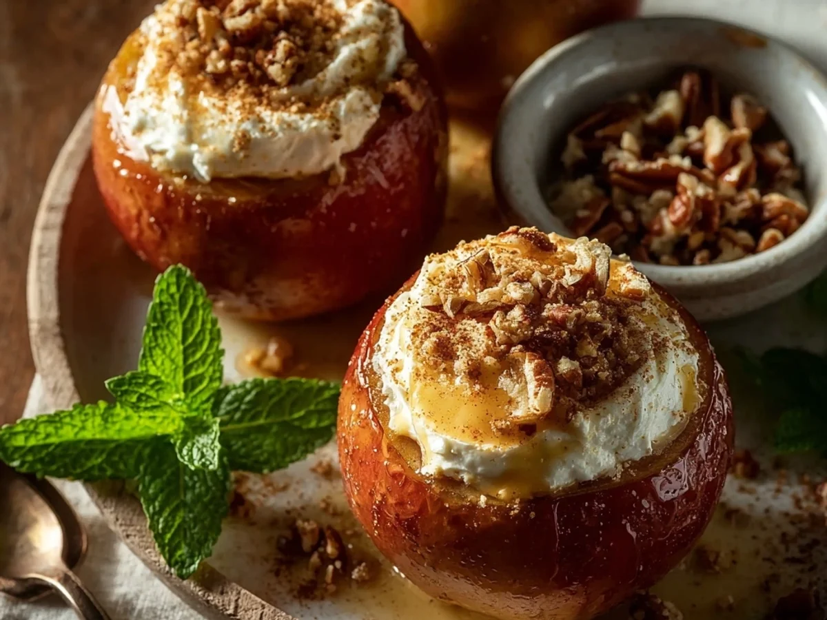 Creamy Cheesecake Stuffed Baked Apples Recipe - Featured Image