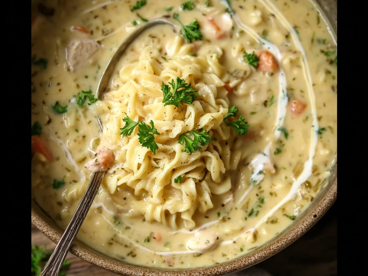 Creamy Crack Chicken Noodle Soup Recipe - Featured Image