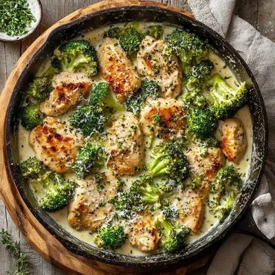 Creamy Garlic Chicken Skillet with Broccoli