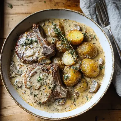 Creamy Garlic Lamb Chops with Potatoes: Easy Crockpot Dinner