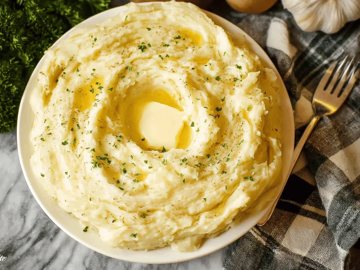 Creamy Garlic Mashed Potatoes Recipe - Featured Image