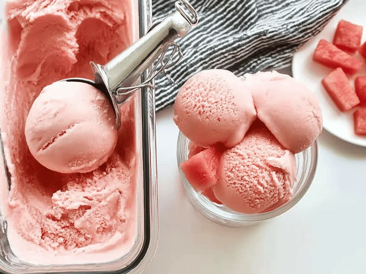 Creamy Homemade Watermelon Ice Cream - Featured Image