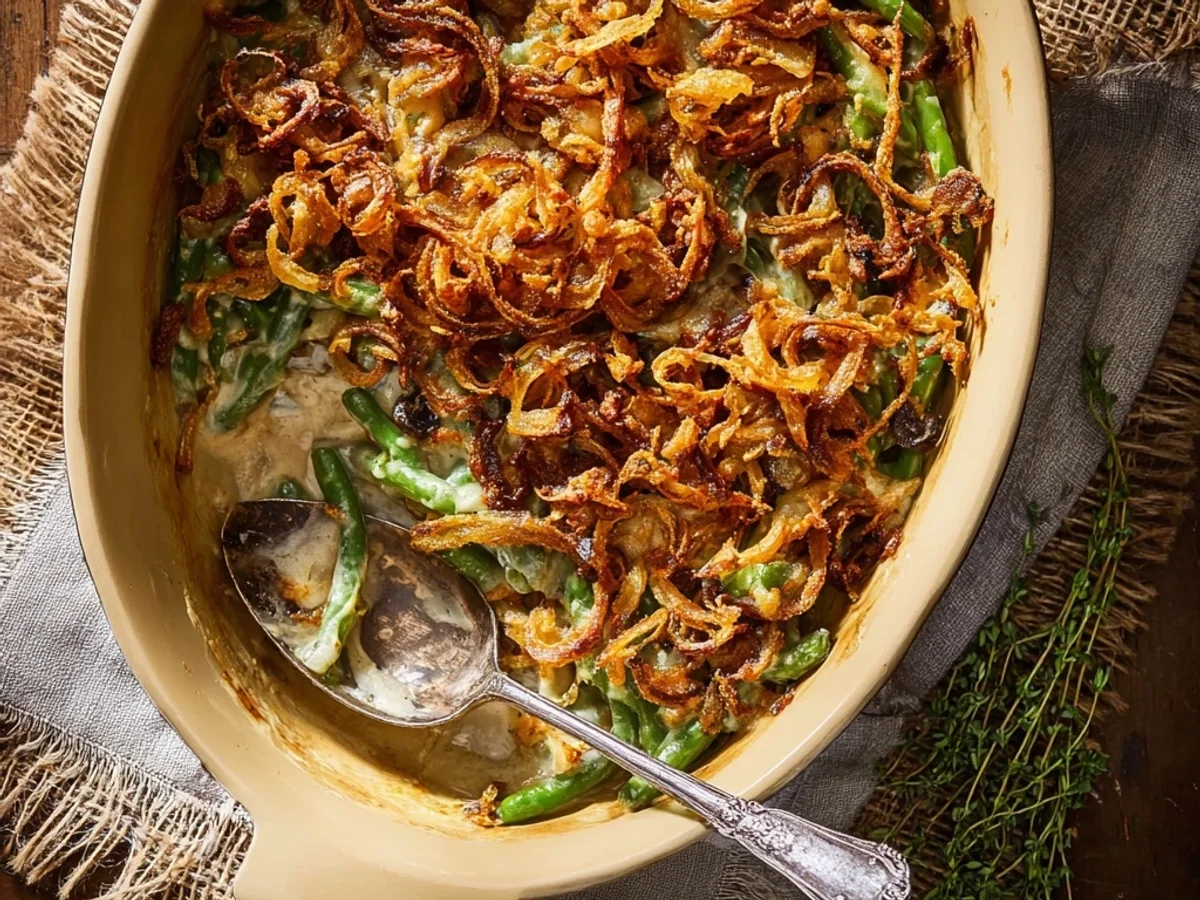 Creamy Homestyle Green Bean Casserole Recipe - Featured Image
