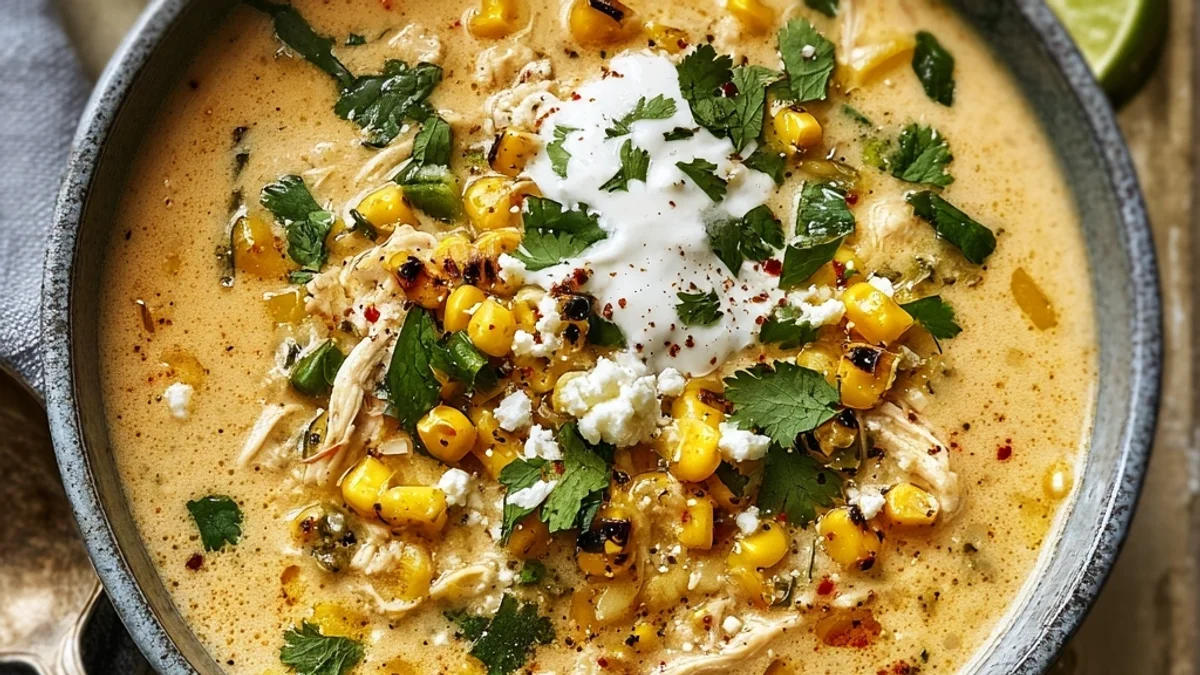 Creamy Mexican Street Corn White Chicken Chili