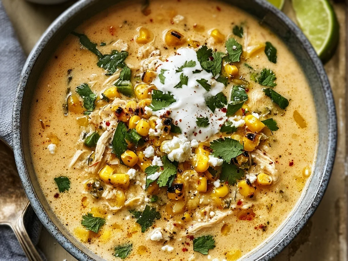 Creamy Mexican Street Corn White Chicken Chili - Featured Image