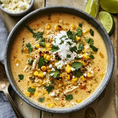 Creamy Mexican Street Corn White Chicken Chili