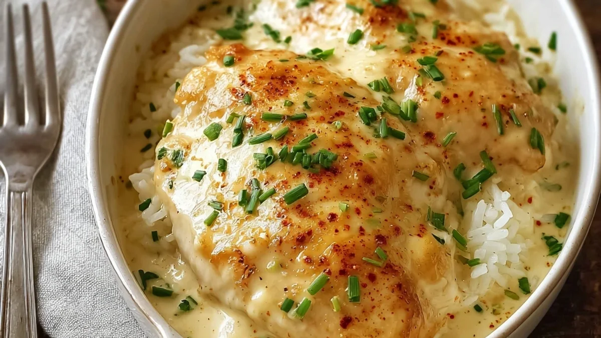 Creamy Smothered Cheesy Sour Cream Chicken Dinner