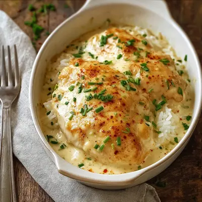 Creamy Smothered Cheesy Sour Cream Chicken Dinner